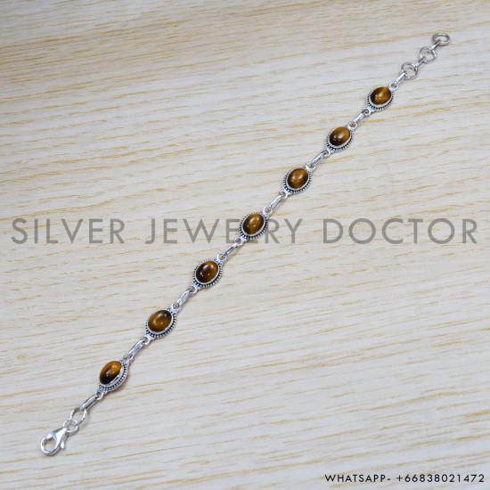 Tiger Eye 925 Sterling Silver Bracelet (SJWBR-315) Tiger Eye 925 Sterling Silver Bracelet (SJWBR-315)