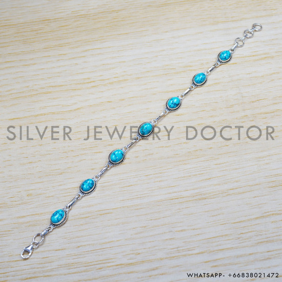 Turquoise 925 Sterling Silver Bracelet (SJWBR-318) Turquoise 925 Sterling Silver Bracelet (SJWBR-318)