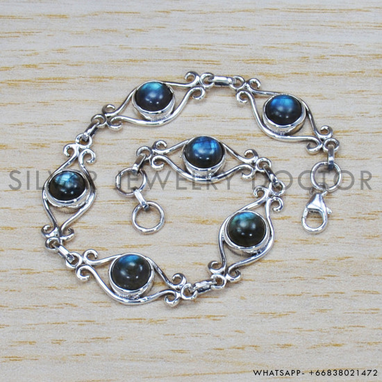 Labradorite 925 Sterling Silver Bracelet (SJWBR-319) Labradorite 925 Sterling Silver Bracelet (SJWBR-319)