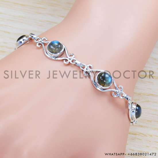 Labradorite 925 Sterling Silver Bracelet (SJWBR-319) Labradorite 925 Sterling Silver Bracelet (SJWBR-319)