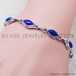 Lapis Lazuli 925 Sterling Silver Bracelet (SJWBR-32)