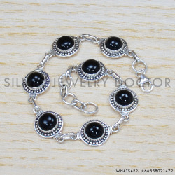 Black Onyx 925 Sterling Silver Bracelet (SJWBR-321)