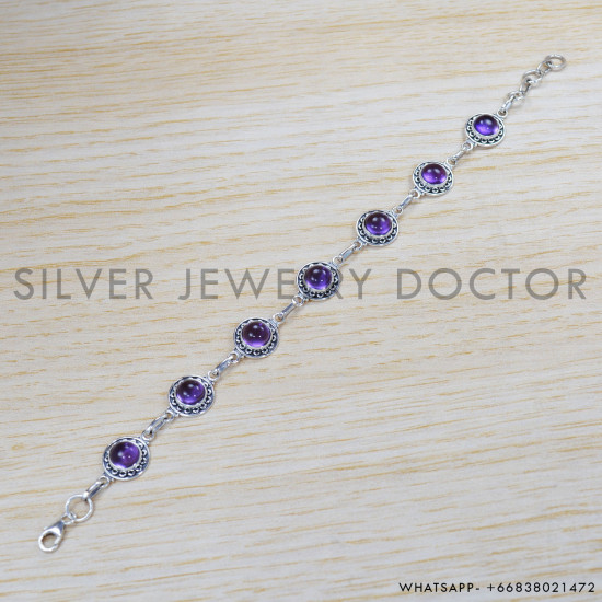 Amethyst 925 Sterling Silver Bracelet (SJWBR-326) Amethyst 925 Sterling Silver Bracelet (SJWBR-326)