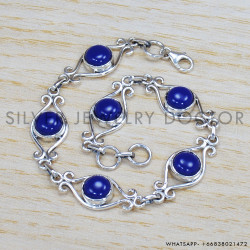 Lapis Lazuli 925 Sterling Silver Bracelet (SJWBR-328)