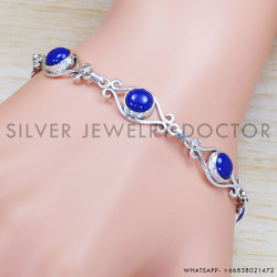 Lapis Lazuli 925 Sterling Silver Bracelet (SJWBR-328)