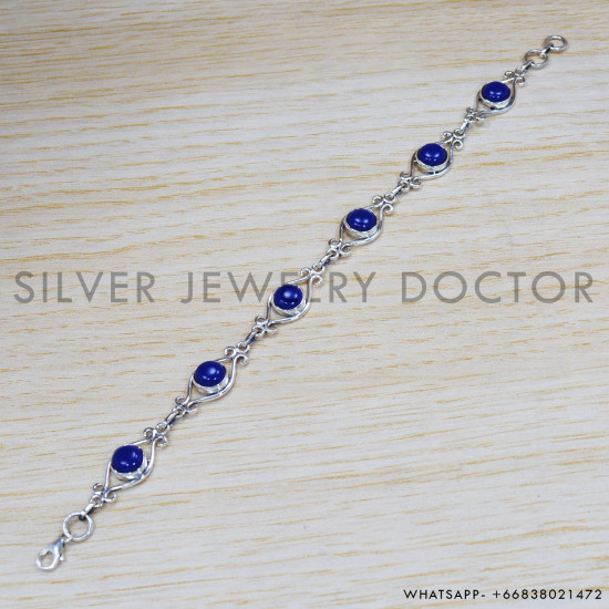 Lapis Lazuli 925 Sterling Silver Bracelet (SJWBR-328) Lapis Lazuli 925 Sterling Silver Bracelet (SJWBR-328)