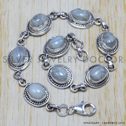 Rainbow Moonstone 925 Sterling Silver Bracelet (SJWBR-33)