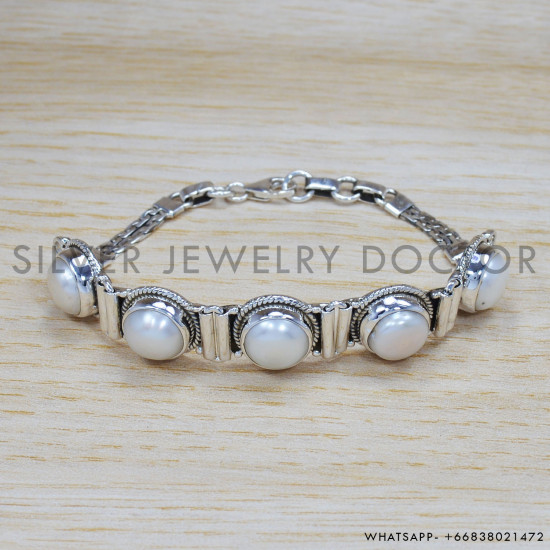 Pearl 925 Sterling Silver Bracelet (SJWBR-330) Pearl 925 Sterling Silver Bracelet (SJWBR-330)