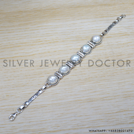 Pearl 925 Sterling Silver Bracelet (SJWBR-330) Pearl 925 Sterling Silver Bracelet (SJWBR-330)