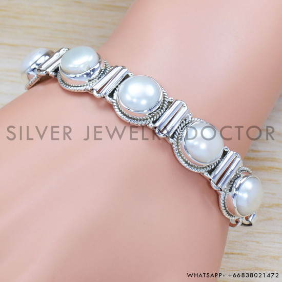Pearl 925 Sterling Silver Bracelet (SJWBR-330) Pearl 925 Sterling Silver Bracelet (SJWBR-330)