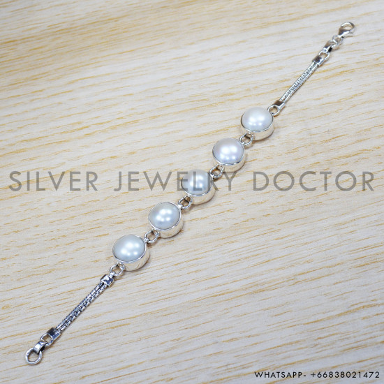 Pearl 925 Sterling Silver Bracelet (SJWBR-332) Pearl 925 Sterling Silver Bracelet (SJWBR-332)