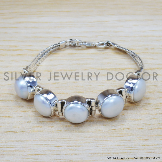 Pearl 925 Sterling Silver Bracelet (SJWBR-334) Pearl 925 Sterling Silver Bracelet (SJWBR-334)