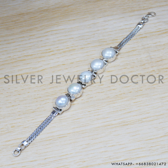 Pearl 925 Sterling Silver Bracelet (SJWBR-334) Pearl 925 Sterling Silver Bracelet (SJWBR-334)