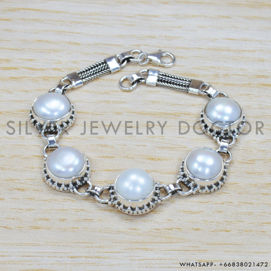 Pearl 925 Sterling Silver Bracelet (SJWBR-336) Pearl 925 Sterling Silver Bracelet (SJWBR-336)
