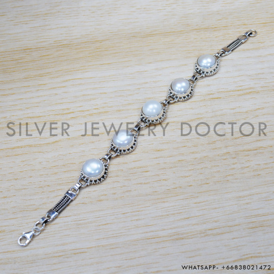 Pearl 925 Sterling Silver Bracelet (SJWBR-336) Pearl 925 Sterling Silver Bracelet (SJWBR-336)