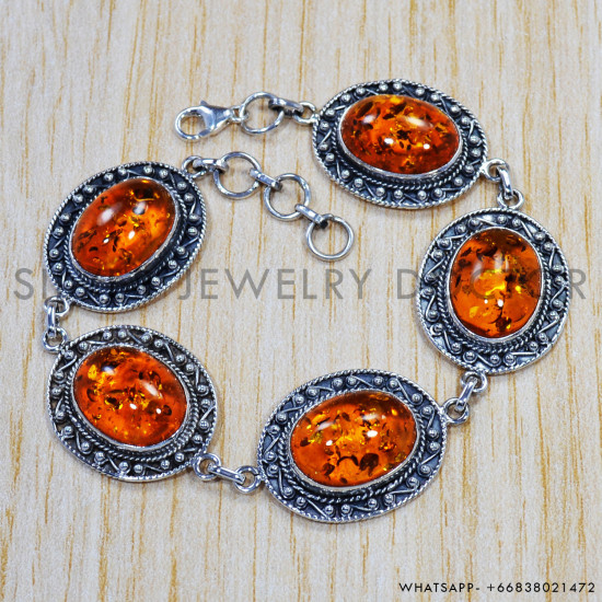 Amber 925 Sterling Silver Bracelet (SJWBR-338) Amber 925 Sterling Silver Bracelet (SJWBR-338)