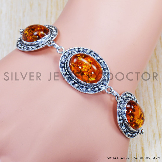 Amber 925 Sterling Silver Bracelet (SJWBR-338) Amber 925 Sterling Silver Bracelet (SJWBR-338)