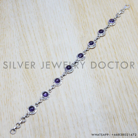 Amethyst 925 Sterling Silver Bracelet (SJWBR-34)