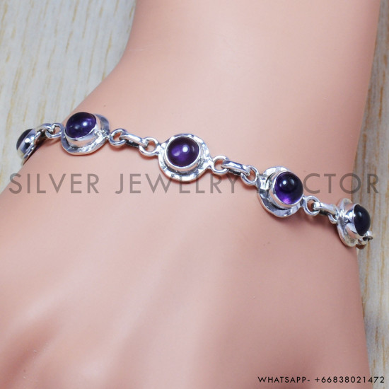 Amethyst 925 Sterling Silver Bracelet (SJWBR-34)