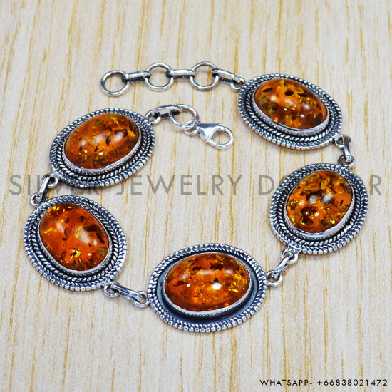 Amber 925 Sterling Silver Bracelet (SJWBR-340) Amber 925 Sterling Silver Bracelet (SJWBR-340)