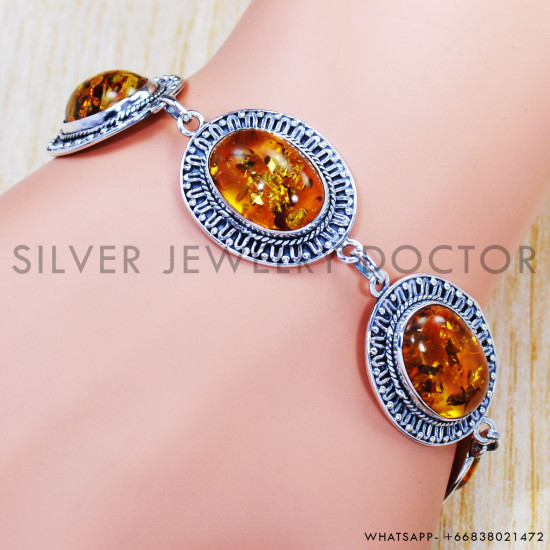 Amber 925 Sterling Silver Bracelet (SJWBR-342) Amber 925 Sterling Silver Bracelet (SJWBR-342)
