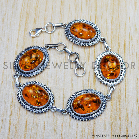 Amber 925 Sterling Silver Bracelet (SJWBR-344) Amber 925 Sterling Silver Bracelet (SJWBR-344)