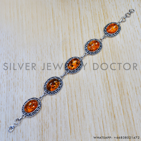 Amber 925 Sterling Silver Bracelet (SJWBR-346) Amber 925 Sterling Silver Bracelet (SJWBR-346)