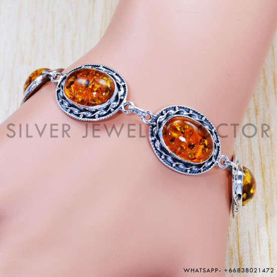 Amber 925 Sterling Silver Bracelet (SJWBR-346) Amber 925 Sterling Silver Bracelet (SJWBR-346)