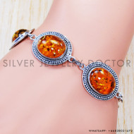 925 Sterling Silver Amber Gemstone Beautiful Jewelry Fancy Bracelet SJWBR-347