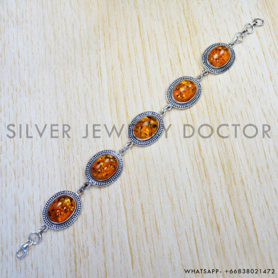 Amber 925 Sterling Silver Bracelet (SJWBR-347)