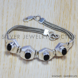 Black Onyx 925 Sterling Silver Bracelet (SJWBR-35)