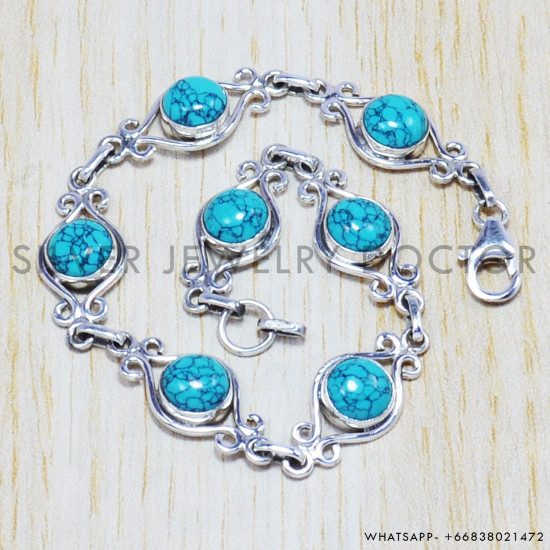 Turquoise 925 Sterling Silver Bracelet (SJWBR-37)