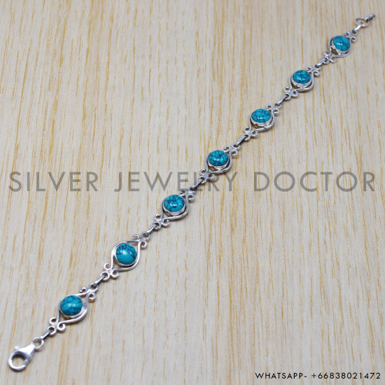 Turquoise 925 Sterling Silver Bracelet (SJWBR-37)