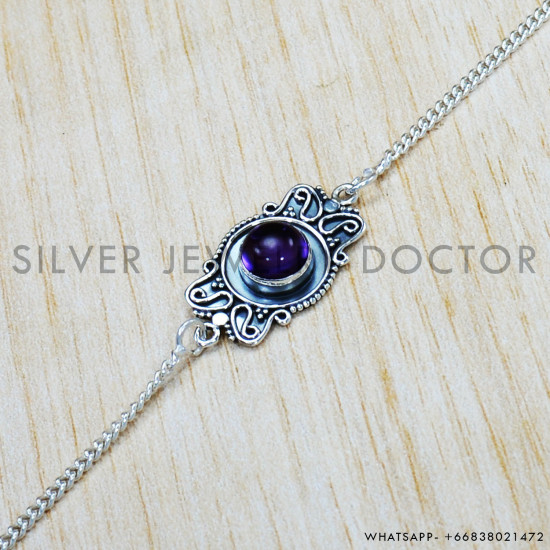 Amethyst 925 Sterling Silver Bracelet (SJWBR-376)