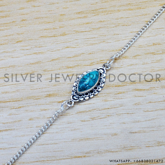 Turquoise 925 Sterling Silver Bracelet (SJWBR-386) Turquoise 925 Sterling Silver Bracelet (SJWBR-386)
