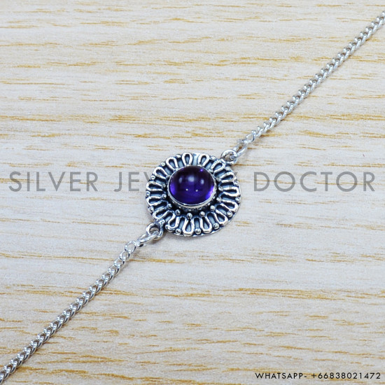 Amethyst 925 Sterling Silver Bracelet (SJWBR-388) Amethyst 925 Sterling Silver Bracelet (SJWBR-388)