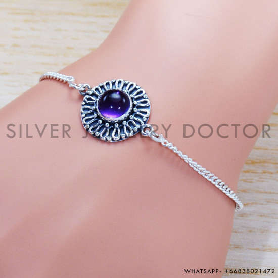 Amethyst 925 Sterling Silver Bracelet (SJWBR-388) Amethyst 925 Sterling Silver Bracelet (SJWBR-388)