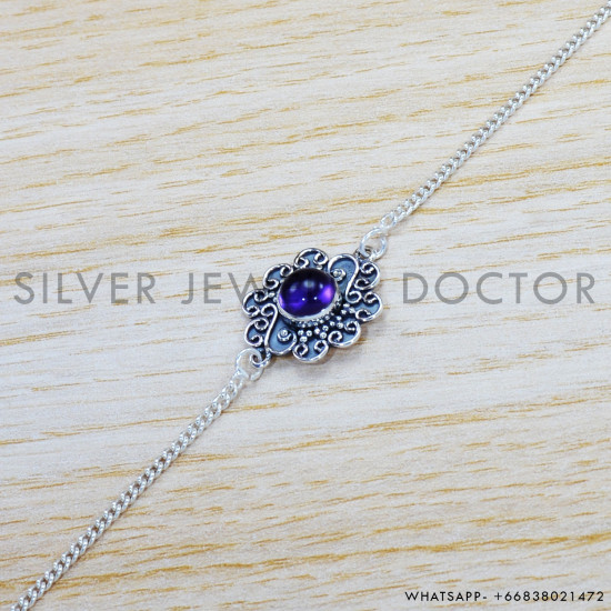Amethyst 925 Sterling Silver Bracelet (SJWBR-393) Amethyst 925 Sterling Silver Bracelet (SJWBR-393)