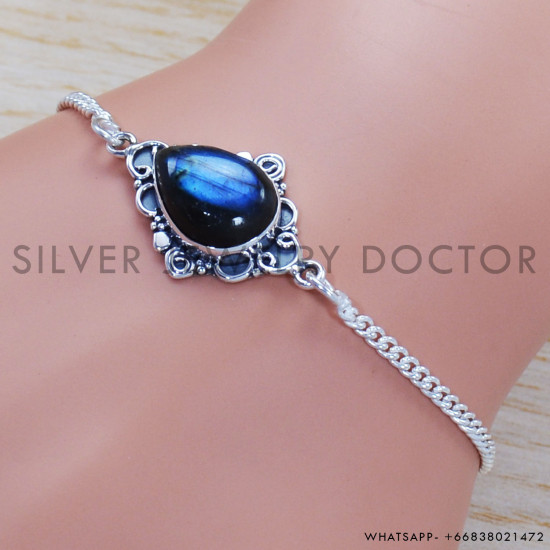 Labradorite 925 Sterling Silver Bracelet (SJWBR-400) Labradorite 925 Sterling Silver Bracelet (SJWBR-400)