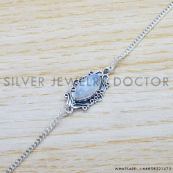 Rainbow Moonstone 925 Sterling Silver Bracelet (SJWBR-401)