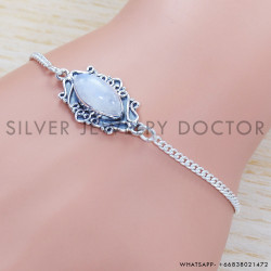 Rainbow Moonstone 925 Sterling Silver Bracelet (SJWBR-401)