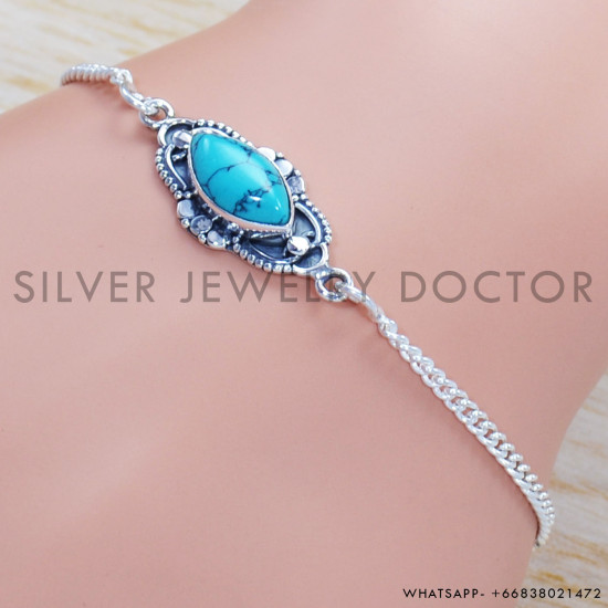 Turquoise 925 Sterling Silver Bracelet (SJWBR-402) Turquoise 925 Sterling Silver Bracelet (SJWBR-402)