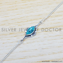 Turquoise 925 Sterling Silver Bracelet (SJWBR-408) Turquoise 925 Sterling Silver Bracelet (SJWBR-408)