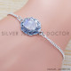 Authentic 925 Sterling Silver Rainbow Moonstone Jewelry Royal Bracelet SJWBR-409