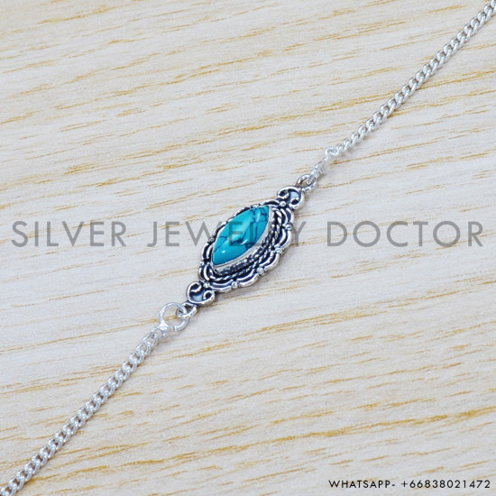 Turquoise 925 Sterling Silver Bracelet (SJWBR-418) Turquoise 925 Sterling Silver Bracelet (SJWBR-418)