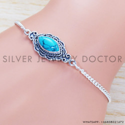 Turquoise 925 Sterling Silver Bracelet (SJWBR-418)