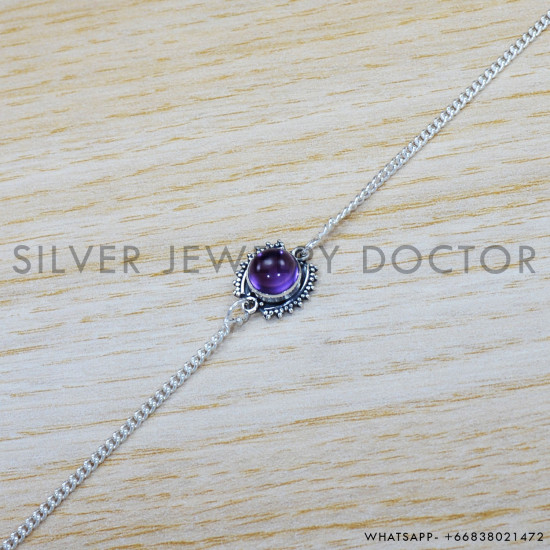 Amethyst 925 Sterling Silver Bracelet (SJWBR-419) Amethyst 925 Sterling Silver Bracelet (SJWBR-419)