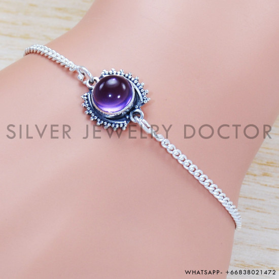 Amethyst 925 Sterling Silver Bracelet (SJWBR-419) Amethyst 925 Sterling Silver Bracelet (SJWBR-419)