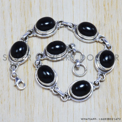 Black Onyx 925 Sterling Silver Bracelet (SJWBR-42) Black Onyx 925 Sterling Silver Bracelet (SJWBR-42)