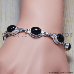 Black Onyx 925 Sterling Silver Bracelet (SJWBR-42)